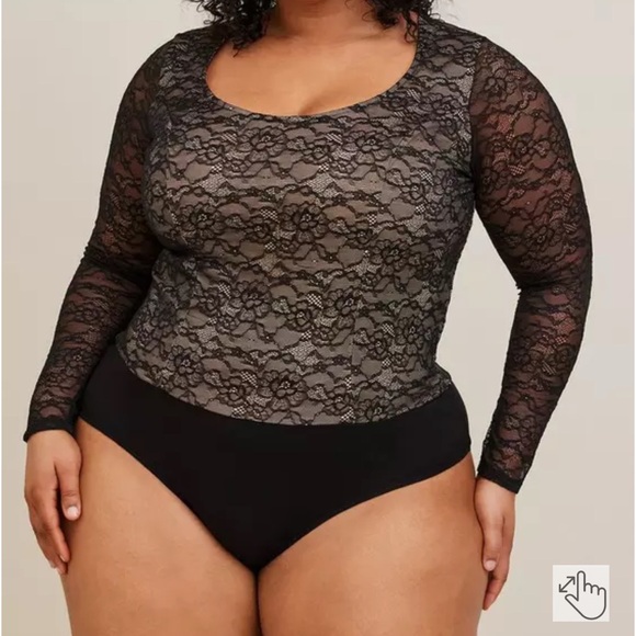 NWT Torrid Black Lace Stretchy Bodysuit | size 00 - Picture 1 of 6
